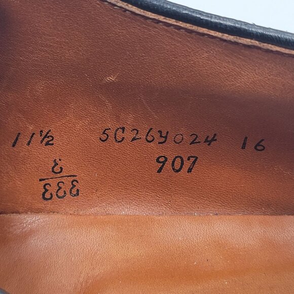 Alden 907 Straight Tip Bal Oxford Men's Black Leather Cap Toe Shoes US Size 11.5 - Picture 8 of 8